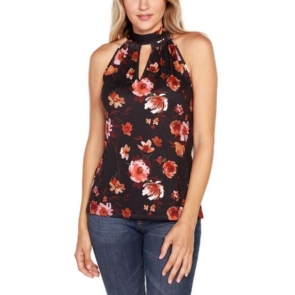 Belldini BK210548 Women Sz XS Black Combo Floral Print Reversible Halter Top $78 - Picture 12 of 13
